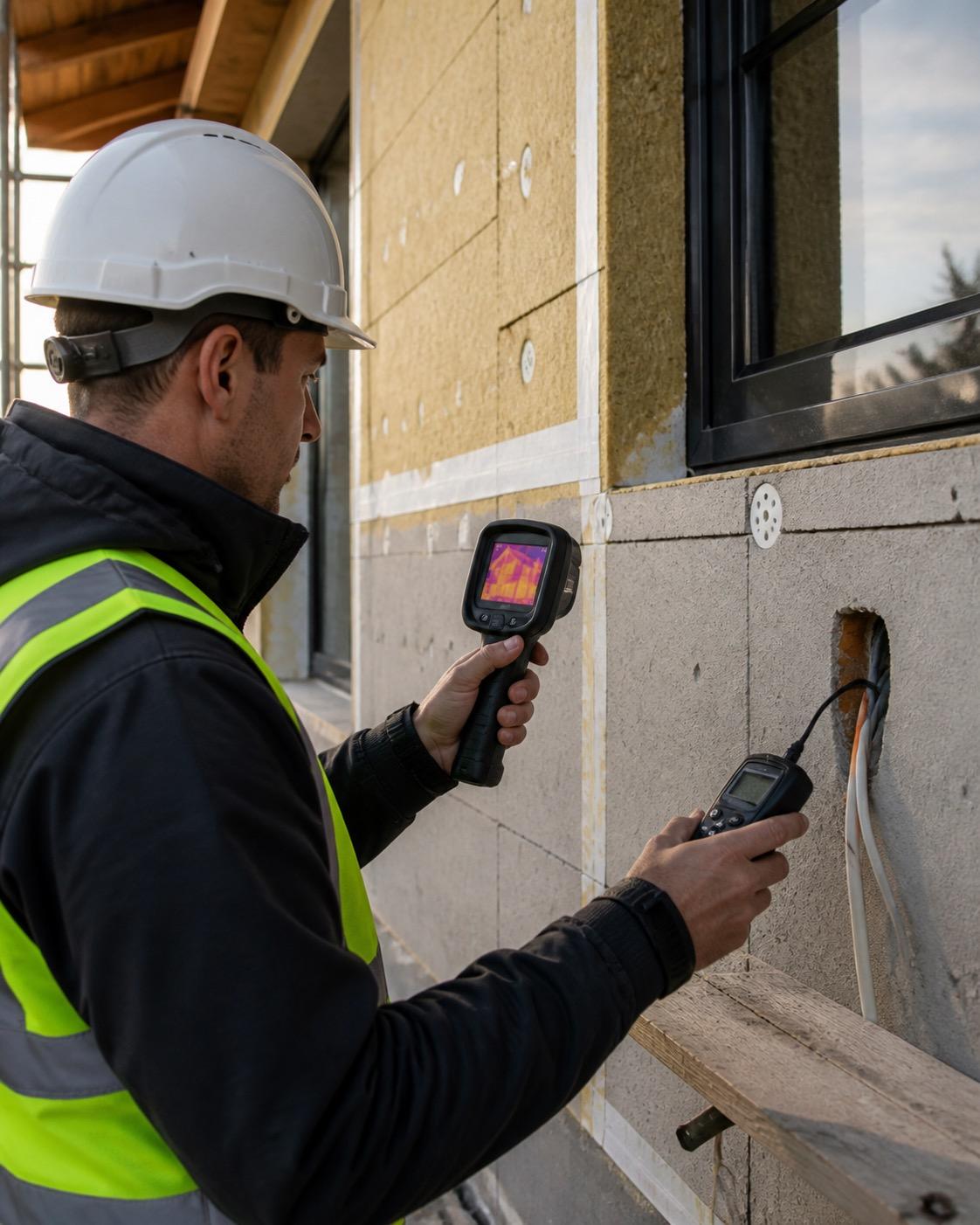 Controle technique sur un mur de maison en renovation