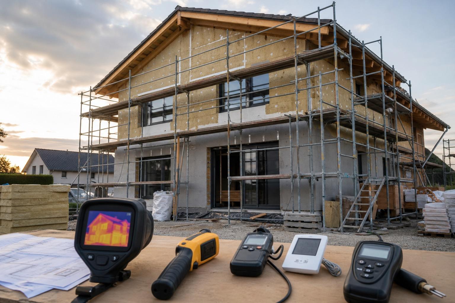 Maison en travaux avec materiel de diagnostic energetique